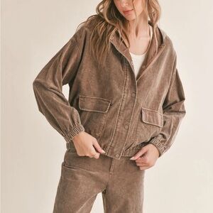 Sadie & Sage Corduroy Hooded Jacket Women’s Small NWOT